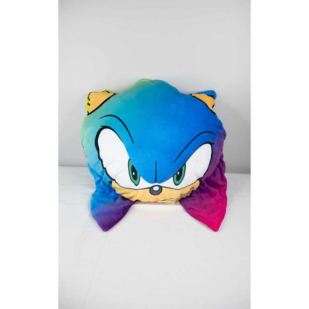 Sonic the Hedgehog Plush Face Pillow Rainbow Good Ombre Toy Factory Cushion